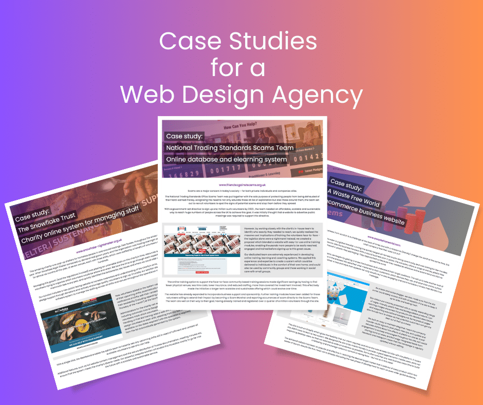 Case studies for a web design agency