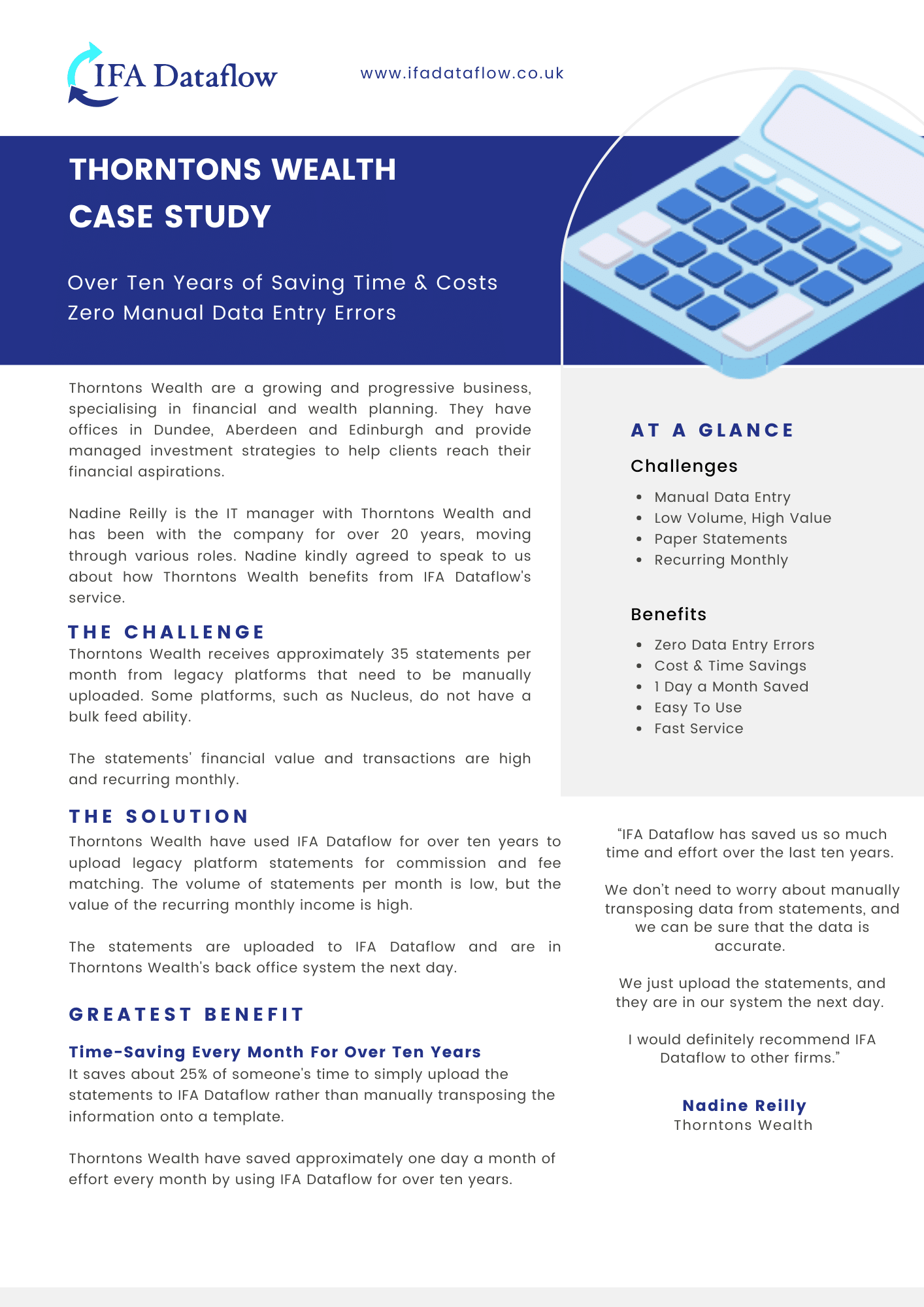 IFA Dataflow - Thorntons Wealth Case Study Page 1